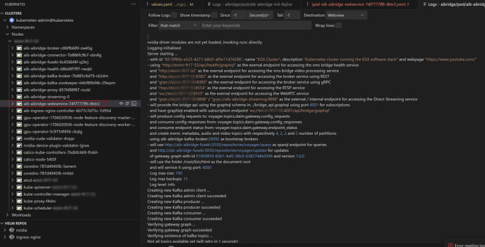 starting AI Bridge (helm charts v1.7.2)