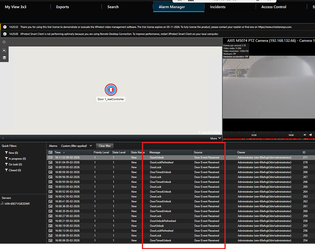 Area Arm/DisArm alarms are not appearing in 'Alarm Manager' tab of ...