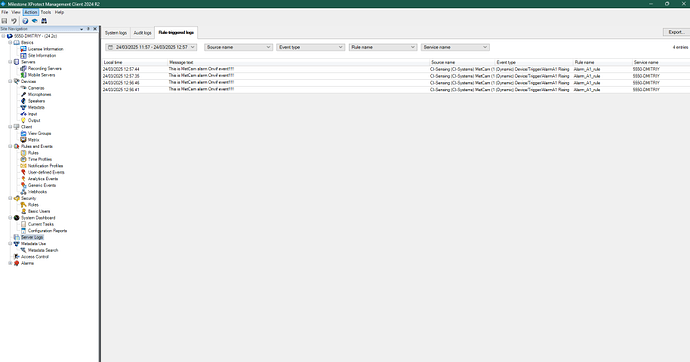 Manager Client react to event trigger